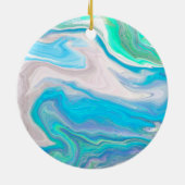 Blauer und grüner Farbeffekt von Meerglas Keramik Ornament (Hinten)