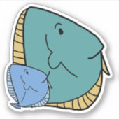 Blauer und grüner Fisch Aufkleber (Vorderseite)