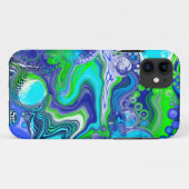 Blauer und grüner Flüssigkeits-Kunstdruckeffekt Case-Mate iPhone Hülle (Rückseite (Horizontal))