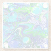 Blauer und grüner Flüssigkeits-Kunstdruckeffekt Glasuntersetzer (Rückseite)