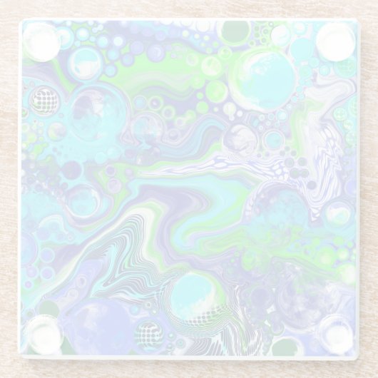 Blauer und grüner Flüssigkeits-Kunstdruckeffekt Glasuntersetzer (Rückseite)