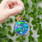 Blauer und grüner Flüssigkeits-Kunstdruckeffekt Schlüsselanhänger (Hand)