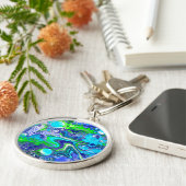 Blauer und grüner Flüssigkeits-Kunstdruckeffekt Schlüsselanhänger (Seite)