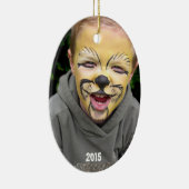 Blauer und grüner Froschsteg Streifen Foto Keramikornament (Rechts)