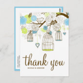 Blauer und grüner Geburtszettel Vielen Dank, Postc Postkarte (Vorne/Hinten)