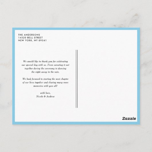 Blauer und grüner Geburtszettel Vielen Dank, Postc Postkarte (Rückseite)