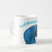 Blauer und grüner grabender Eulen-Dekor Kaffeetasse (Vorderseite Links)