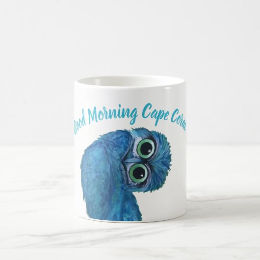 Blauer und grüner grabender Eulen-Dekor Kaffeetasse (Mittel)