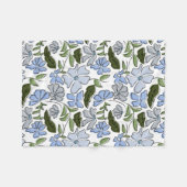 Blauer und grüner handgezeichneter Blumenblock-Dru Fleecedecke