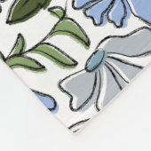 Blauer und grüner handgezeichneter Blumenblock-Dru Fleecedecke