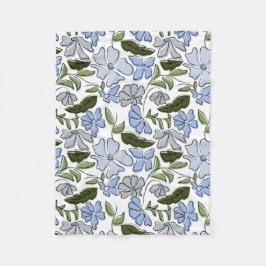 Blauer und grüner handgezeichneter Blumenblock-Dru Fleecedecke