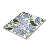 Blauer und grüner handgezeichneter Blumenblock-Dru Fliese (Seite)