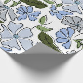 Blauer und grüner handgezeichneter Blumenblock-Dru Geschenkpapier (Ecke)