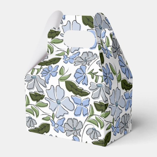 Blauer und grüner handgezeichneter Blumenblock-Dru Geschenkschachtel (Rückseite)