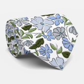 Blauer und grüner handgezeichneter Blumenblock-Dru Krawatte (Gerollt)