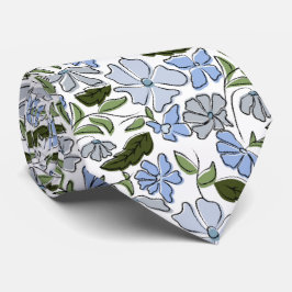 Blauer und grüner handgezeichneter Blumenblock-Dru Krawatte