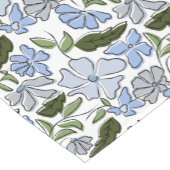 Blauer und grüner handgezeichneter Blumenblock-Dru Kurzer Tischläufer (Ecke)