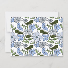 Blauer und grüner handgezeichneter Blumenblock-Dru Postkarte