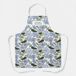 Blauer und grüner handgezeichneter Blumenblock-Dru Schürze