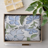 Blauer und grüner handgezeichneter Blumenblock-Dru Seidenpapier (Geschenk)