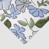 Blauer und grüner handgezeichneter Blumenblock-Dru Seidenpapier (Ausschnitt)