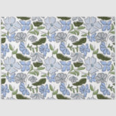 Blauer und grüner handgezeichneter Blumenblock-Dru Seidenpapier (Vorderseite)