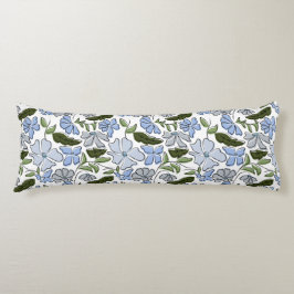 Blauer und grüner handgezeichneter Blumenblock-Dru Seitenschläferkissen