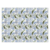 Blauer und grüner handgezeichneter Blumenblock-Dru Tischdecke (Vorderseite (Horizontal))