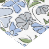 Blauer und grüner handgezeichneter Blumenblock-Dru Tischdecke (Schrägansicht)