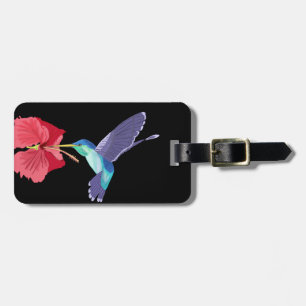 Blauer und grüner Hummingvogel und roter Hibiskus Gepäckanhänger