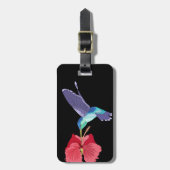 Blauer und grüner Hummingvogel und roter Hibiskus Gepäckanhänger (Vorderseite vertikal)