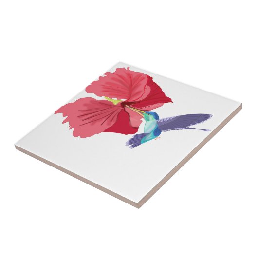 Blauer und grüner Kolibri Fliese (Seite)