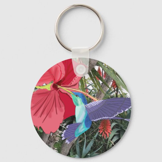 Blauer und grüner Kolibri Schlüsselanhänger (Vorderseite)