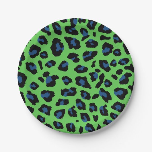 Blauer und grüner Leopard Pappteller (Vorderseite)