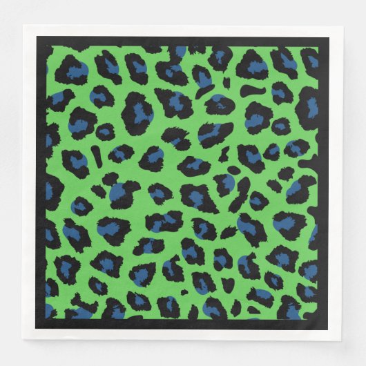 Blauer und grüner Leopard Serviette (Vorderseite)