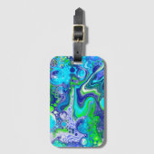 Blauer und grüner Marmor Pour Painting Effect Gepäckanhänger (Vorderseite Vertikal)