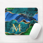 Blauer und grüner Pfau-Faux-Glitter-Achat Mousepad (Mit Mouse)