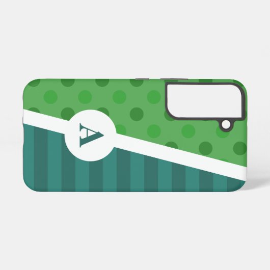 Blauer und grüner Polka-Punkt und Streifen-Muster Samsung Galaxy Hülle (Rückseite (Horizontal))