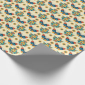 Blauer und grüner Schmetterling Geschenkpapier (Ecke)
