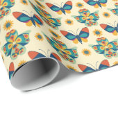 Blauer und grüner Schmetterling Geschenkpapier (Rolleneckpunkt)