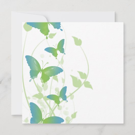 Blauer und grüner Schmetterlingswein Einladung zur (Rückseite)