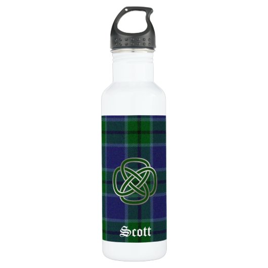 Blauer und grüner ScottTartan kariert Trinkflasche (Vorderseite)