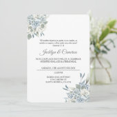 Blauer und grüner Spanischer Hochzeitsempfang Einladung (Stehend Vorderseite)