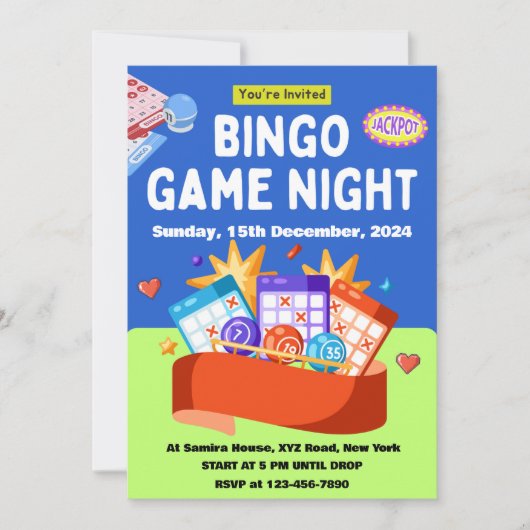 Blauer und grüner Spielspass Einladung (Vorderseite)