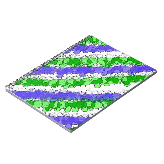 Blauer und grüner Spritzer erschüttert Notizblock (Linke Seite)