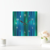 Blauer und grüner Streifen Quadratische Wanduhr (Zuhause)