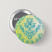 Blauer und grüner Vintager Damast Button (Vorne & Hinten)