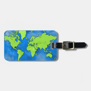 Blauer und grüner Weltkarte-Gepäckanhänger Gepäckanhänger
