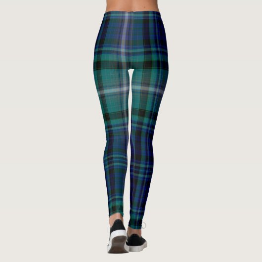 Blauer und grüner Winter-karierte Leggings (Rückseite)