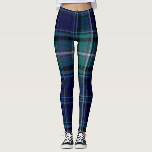 Blauer und grüner Winter-karierte Leggings (Vorderseite)